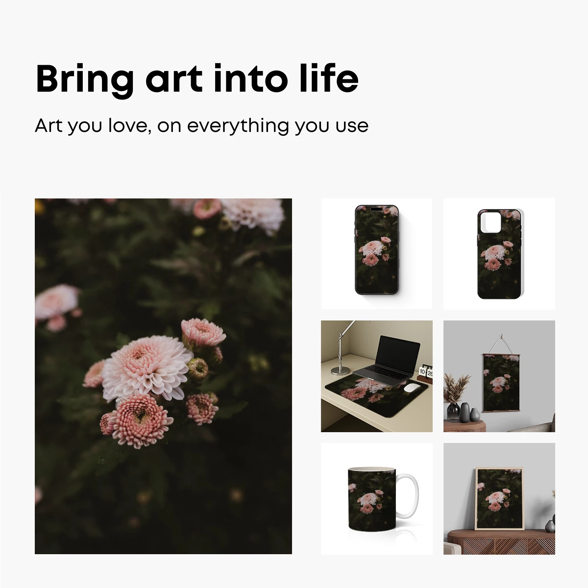 Blush Chrysanthemums in Soft Focus - Image 2