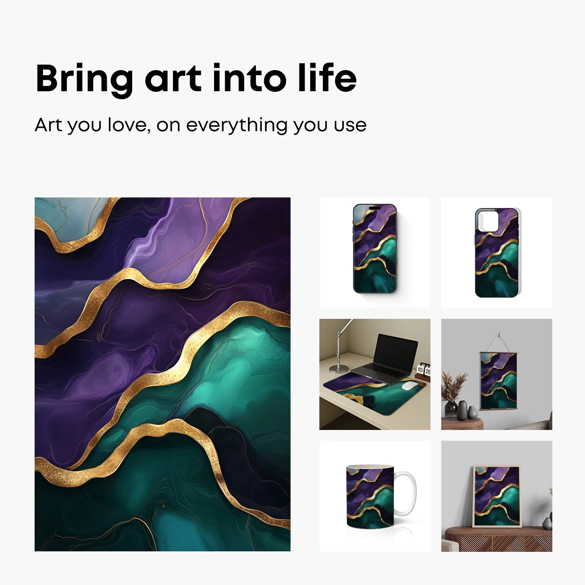 Ethereal Waves of Gold and Teal - Image 2