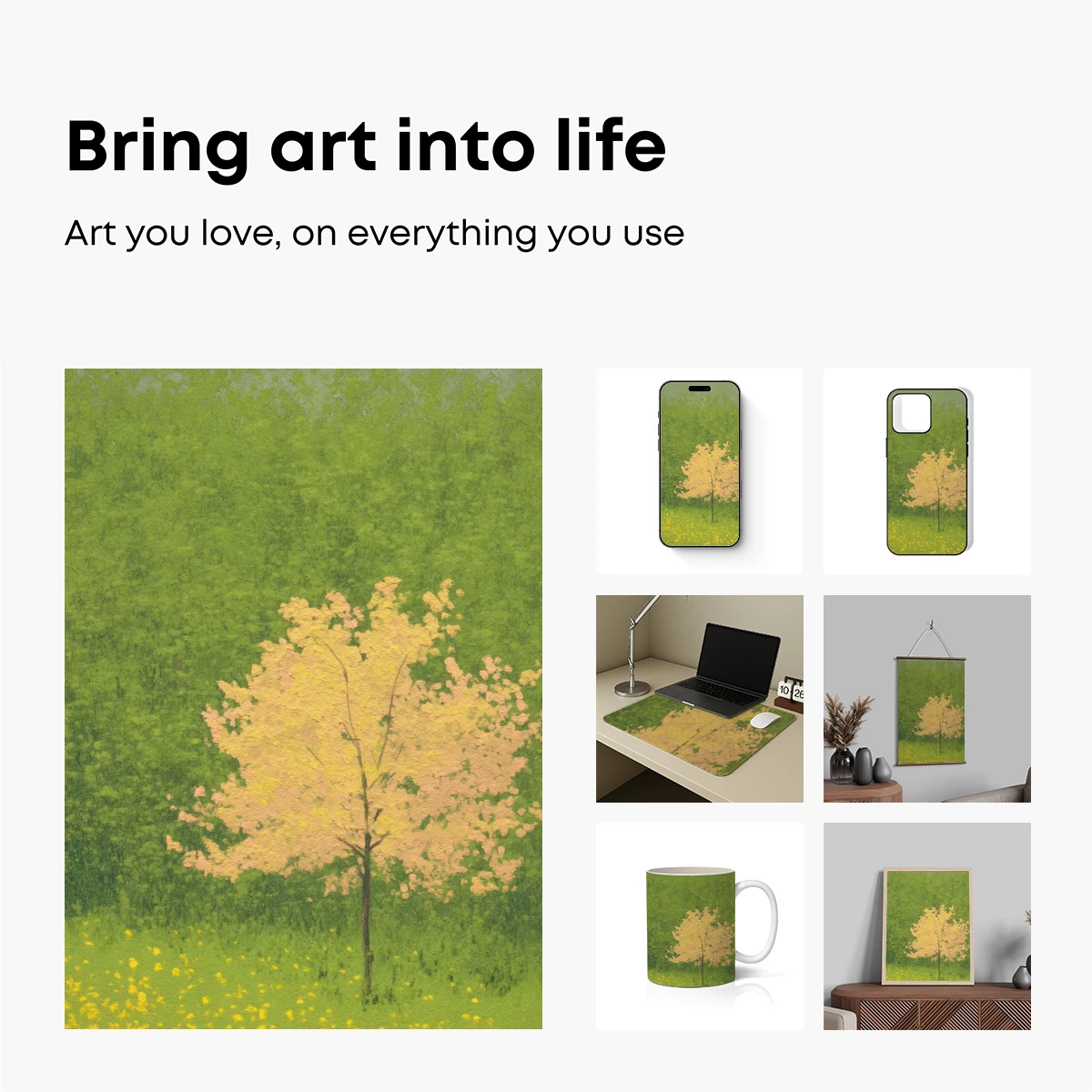 Golden Solitude: A Tree in Pastel Harmony - Image 2
