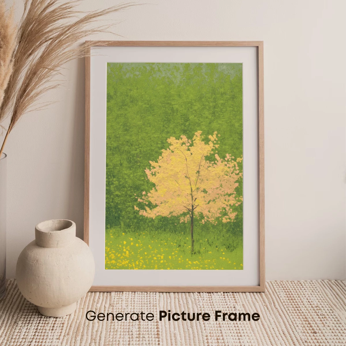Golden Solitude: A Tree in Pastel Harmony - Image 7
