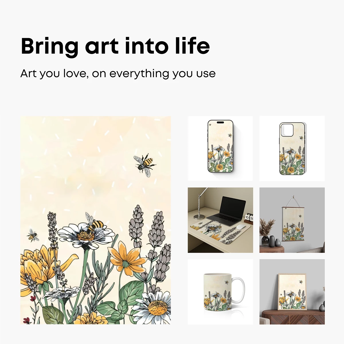 Bee Haven: Floral Harmony in Flight - Image 2