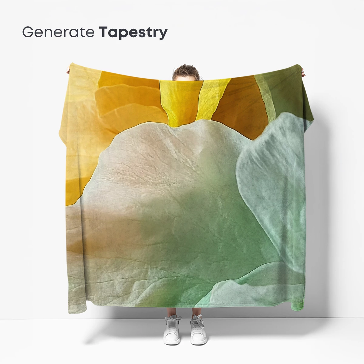 Ethereal Petals: Yellow and Mint Floral Fusion - Image 5