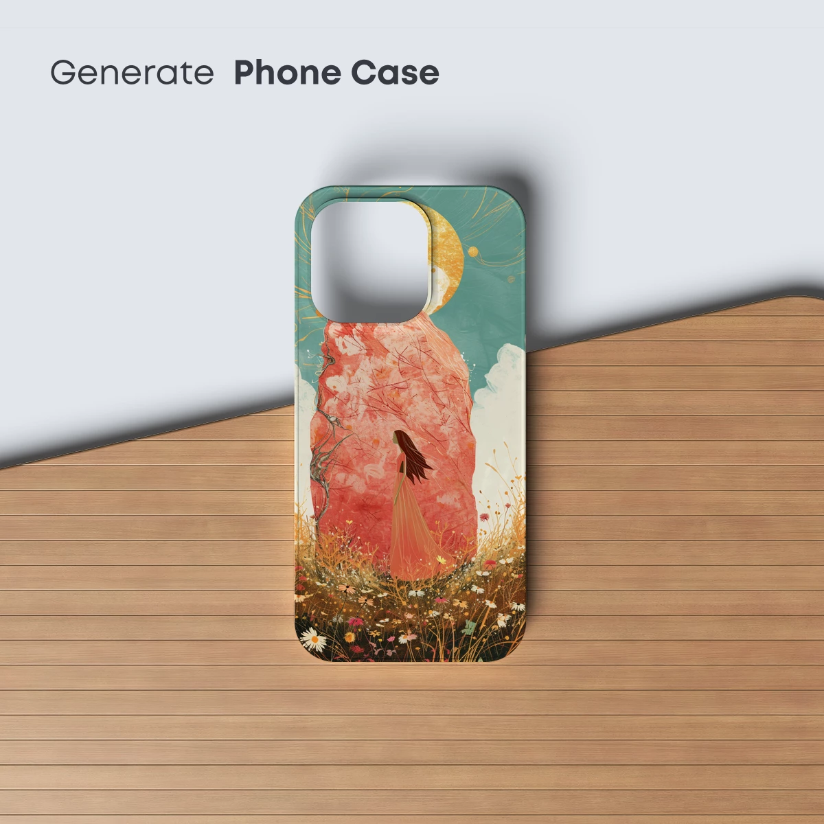 Ethereal Bloom: A Girl Beneath the Crimson Monolith - Image 3