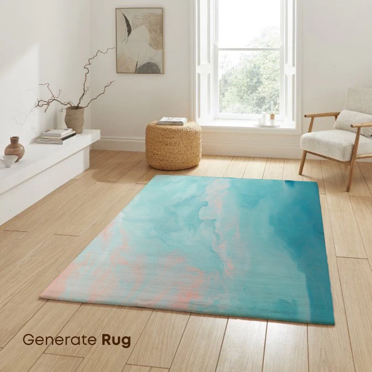 Abstract Aqua and Coral Swirls - Image 6