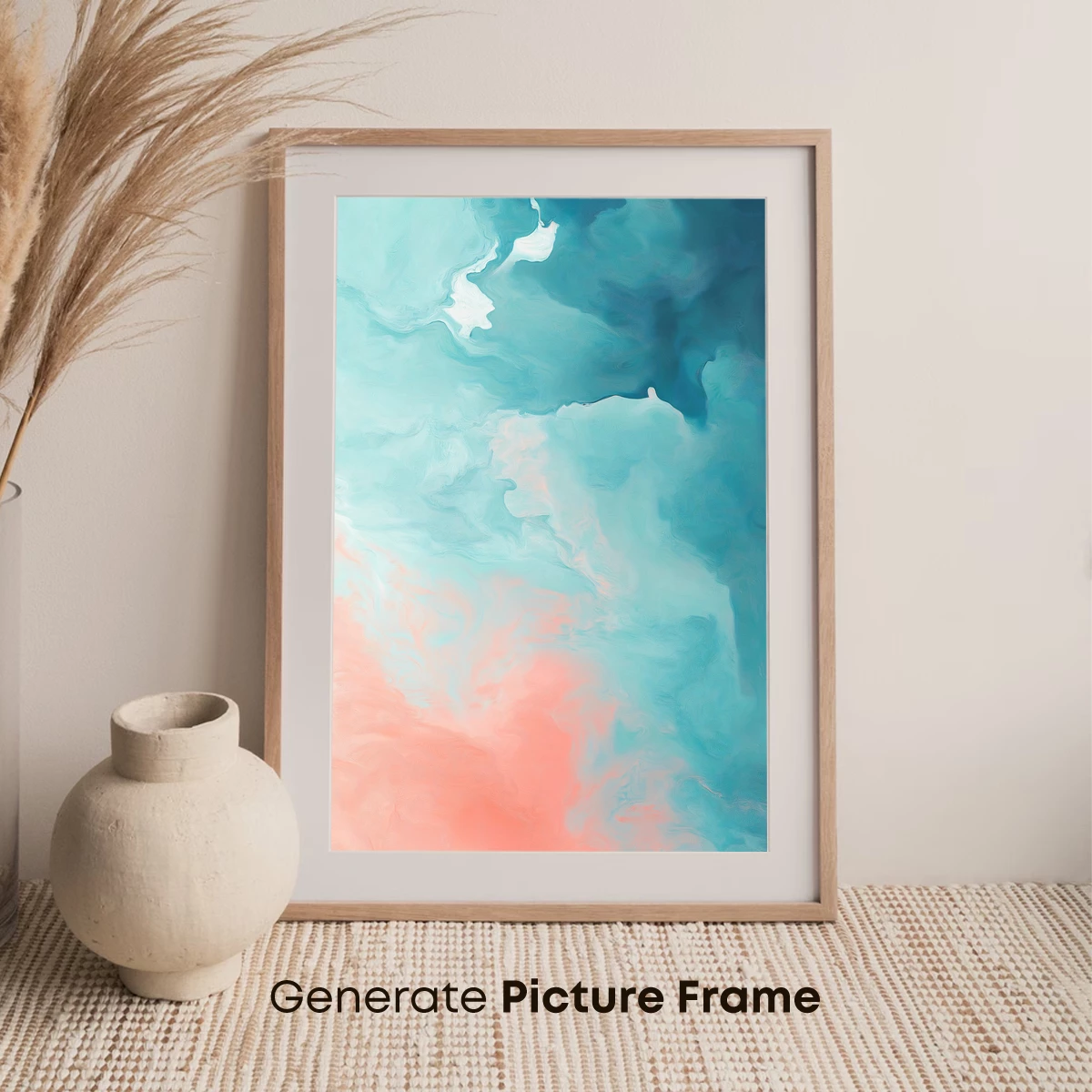 Abstract Aqua and Coral Swirls - Image 7