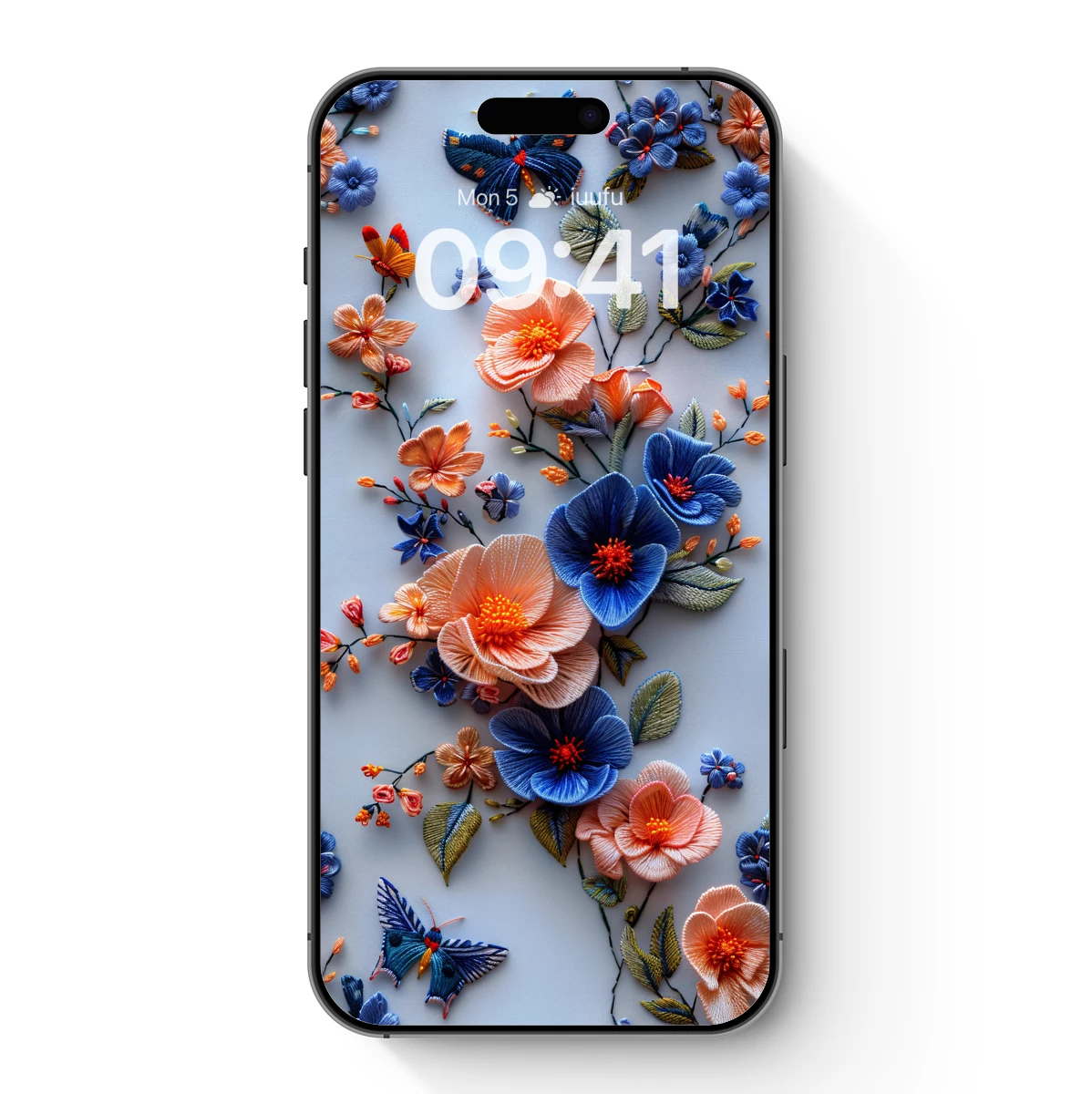 Embroidered Floral Symphony: Textured Bloom Artistry