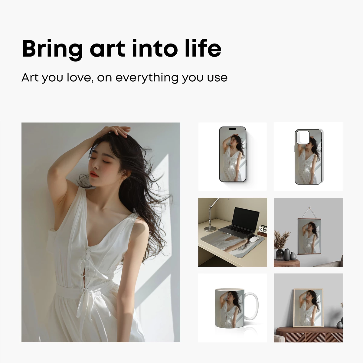 Elegant Solitude: White Silk Elegance - Image 2