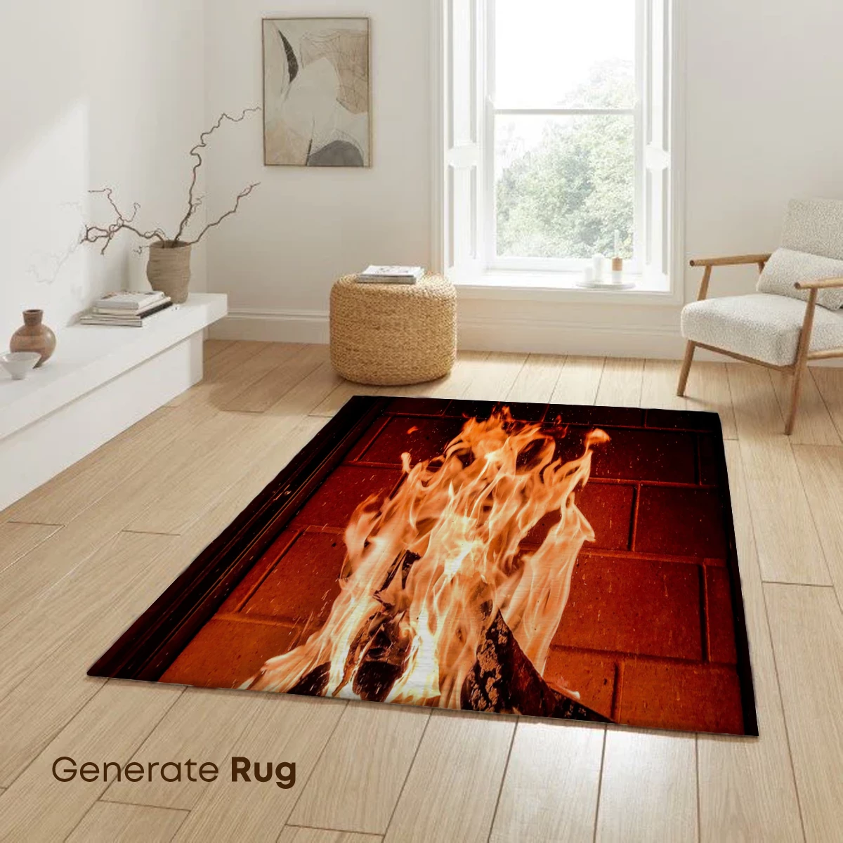 Blazing Hearth: Flames Dance in Brick Embrace - Image 6