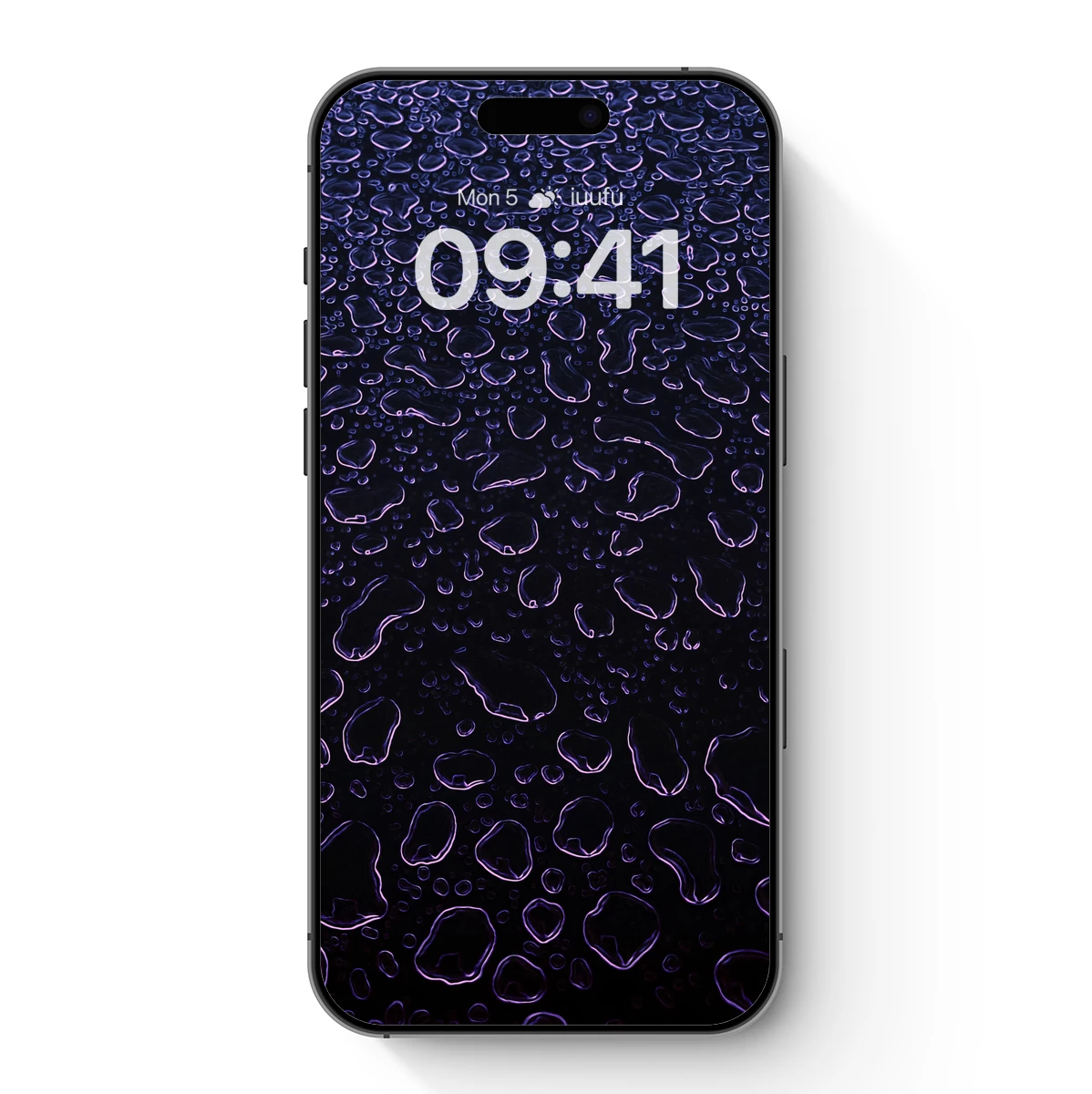 Glowing Droplets: Neon Purple Rain on Black
