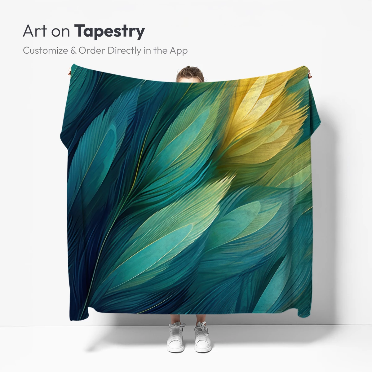 Feather Symphony in Teal and Gold - Image 5