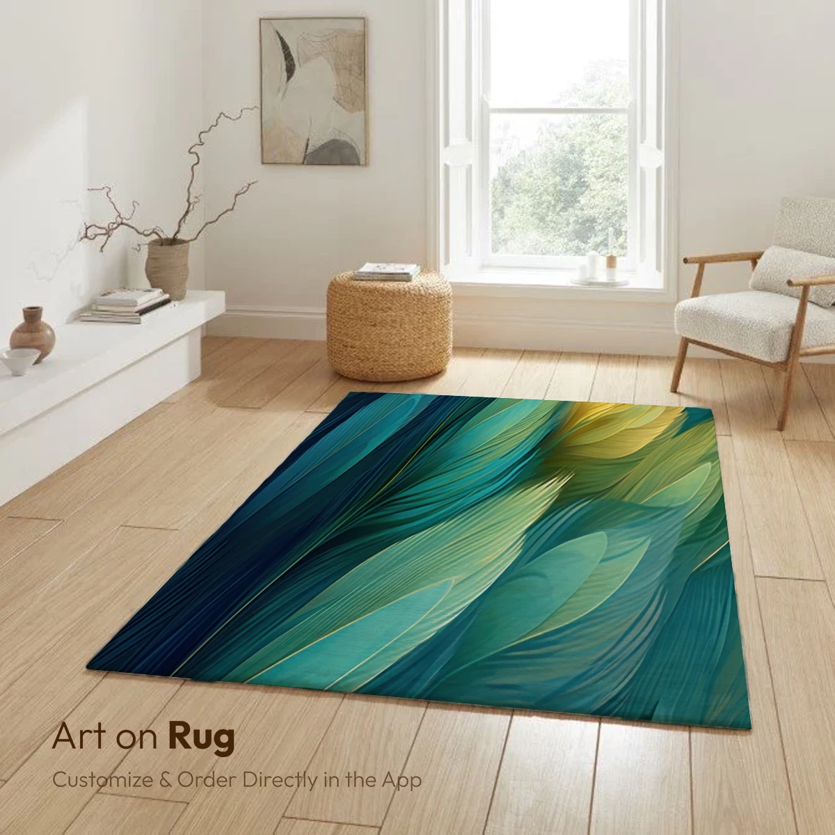 Feather Symphony in Teal and Gold - Image 6