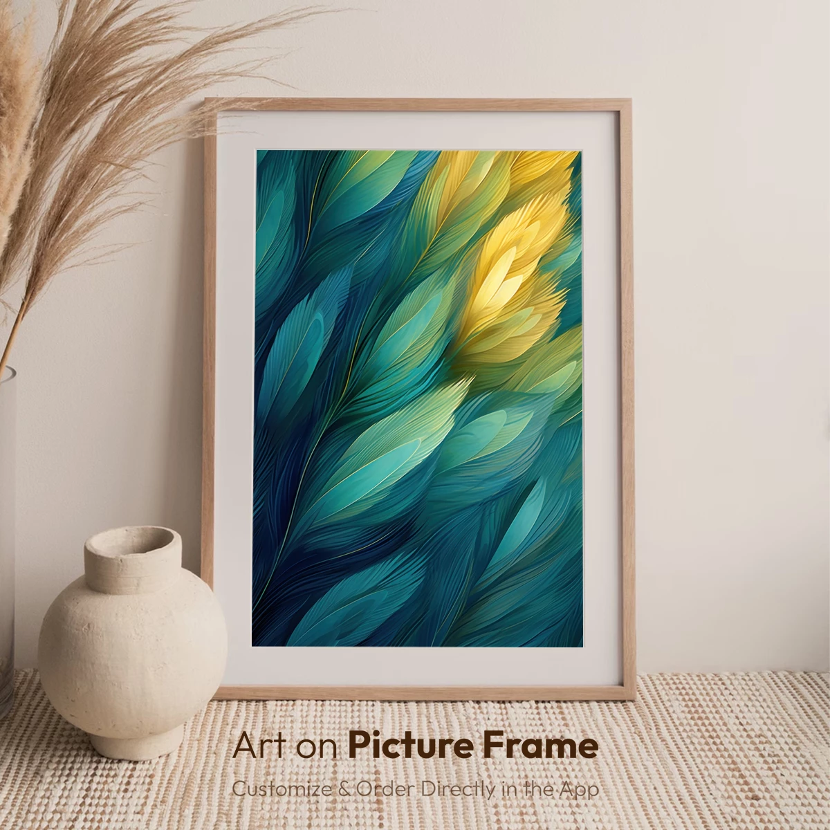 Feather Symphony in Teal and Gold - Image 7