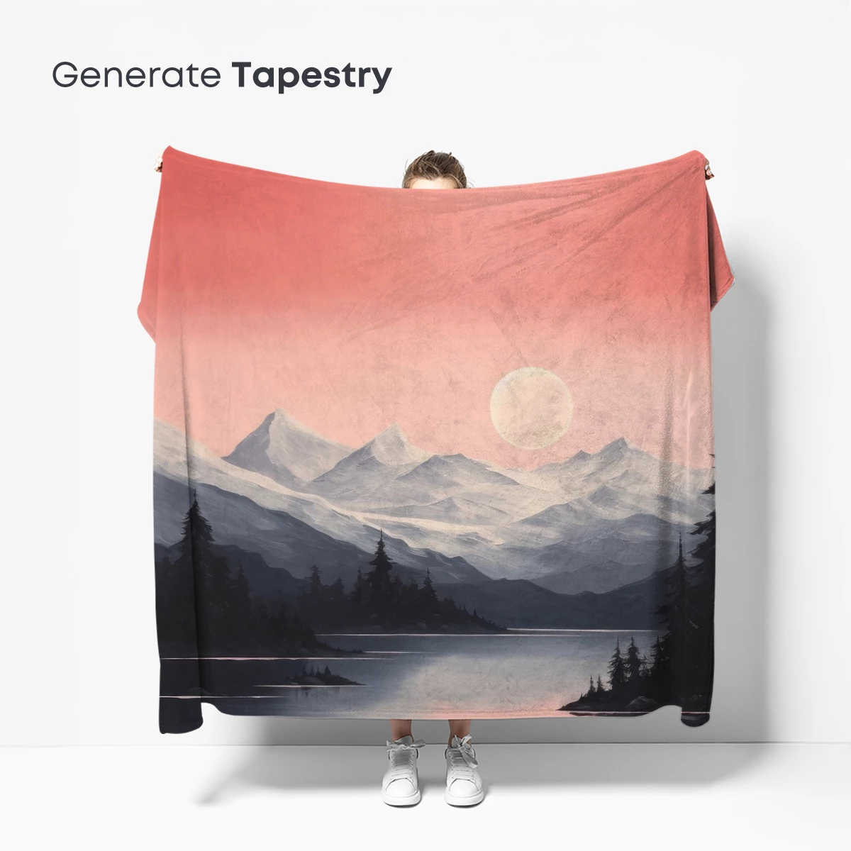 Crimson Moonrise Over Snowy Peaks - Image 5