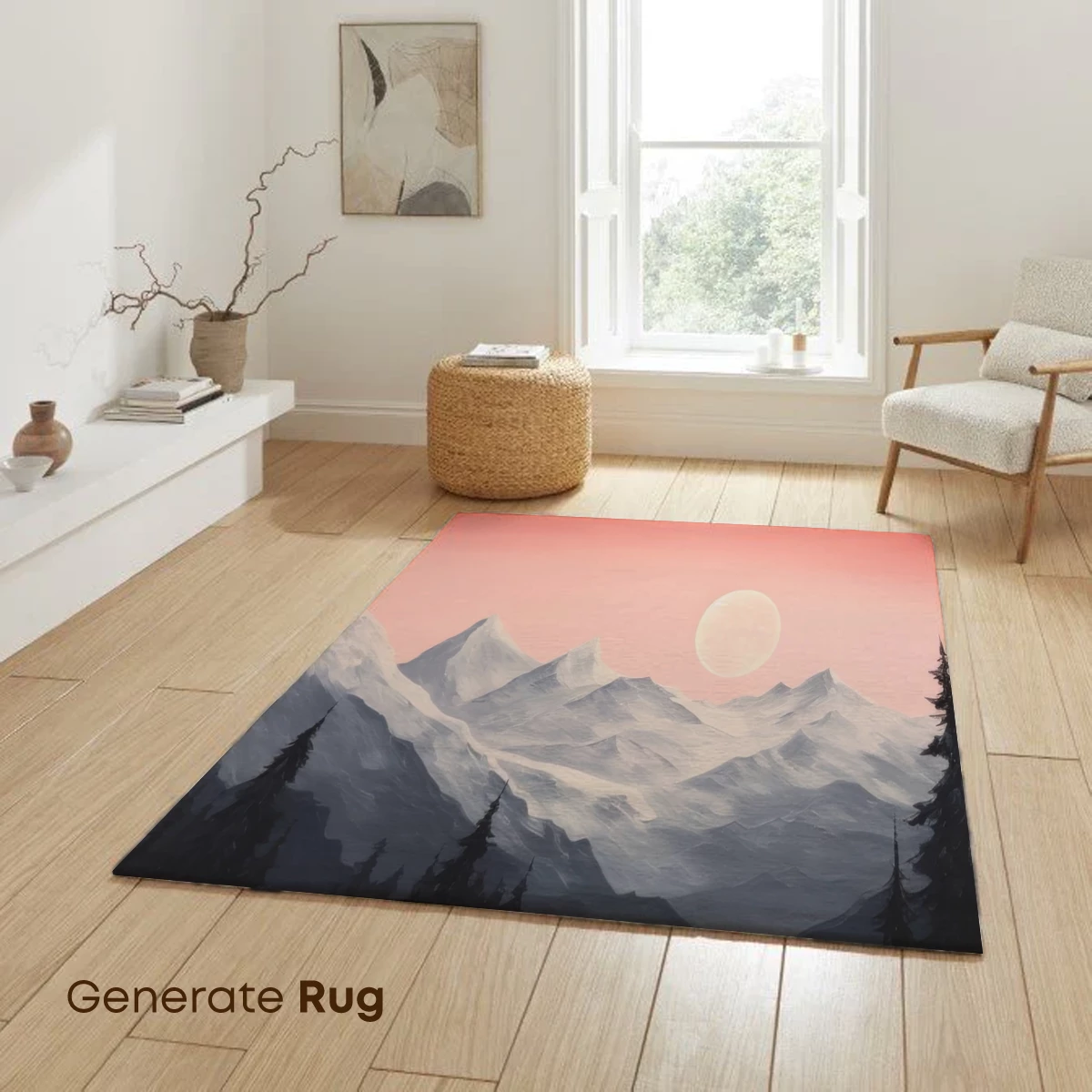 Crimson Moonrise Over Snowy Peaks - Image 6