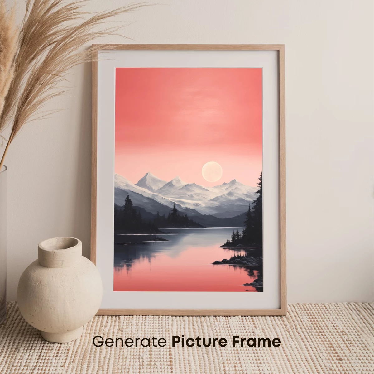 Crimson Moonrise Over Snowy Peaks - Image 7