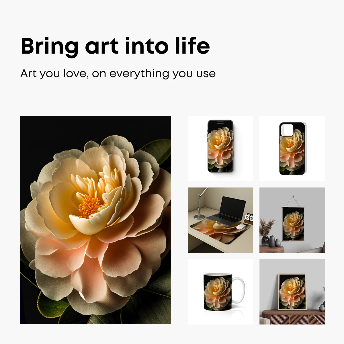 Elegant Camellia Bloom: Soft Petals and Golden Center - Image 2