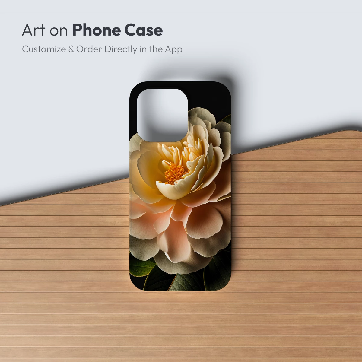 Elegant Camellia Bloom: Soft Petals and Golden Center - Image 3