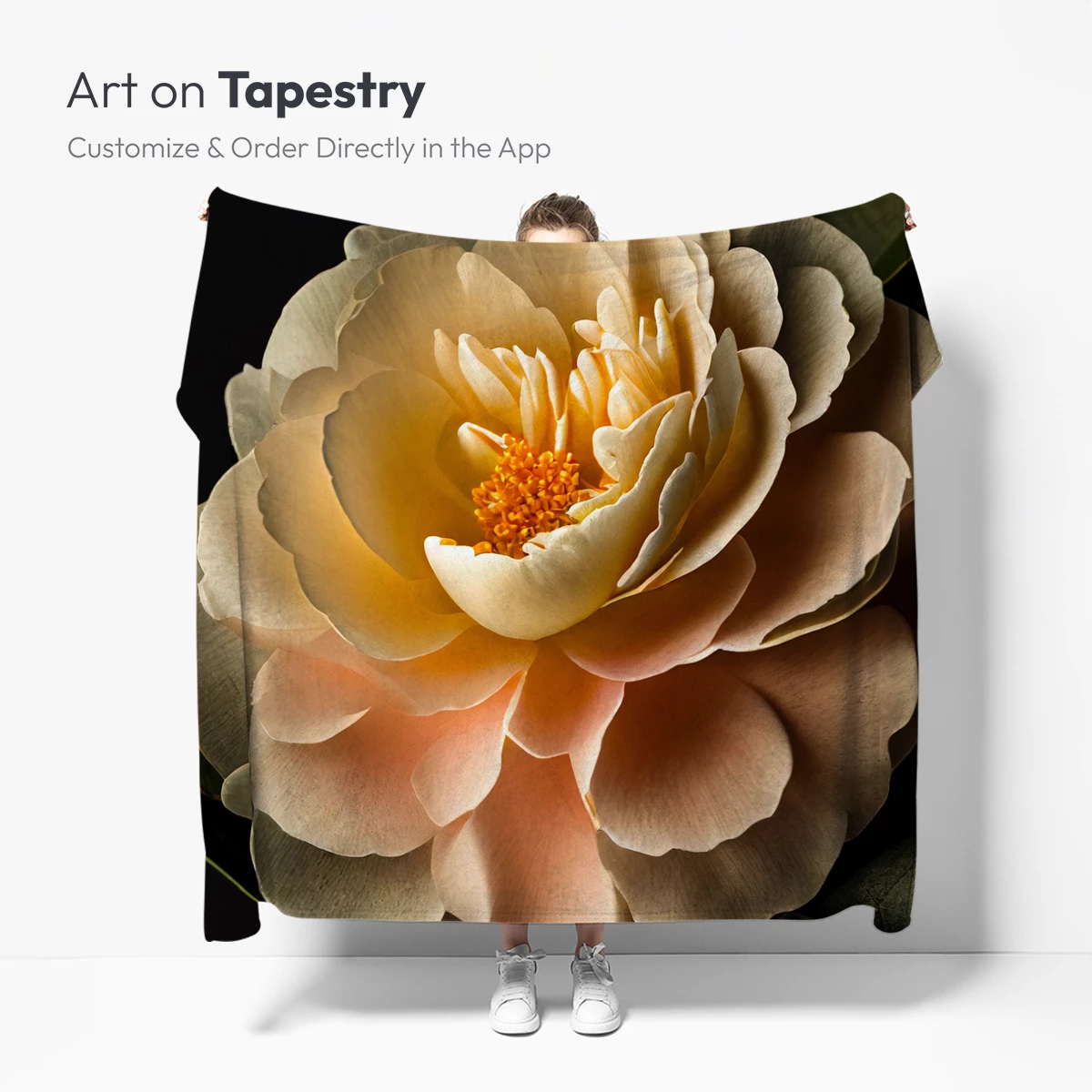 Elegant Camellia Bloom: Soft Petals and Golden Center - Image 5