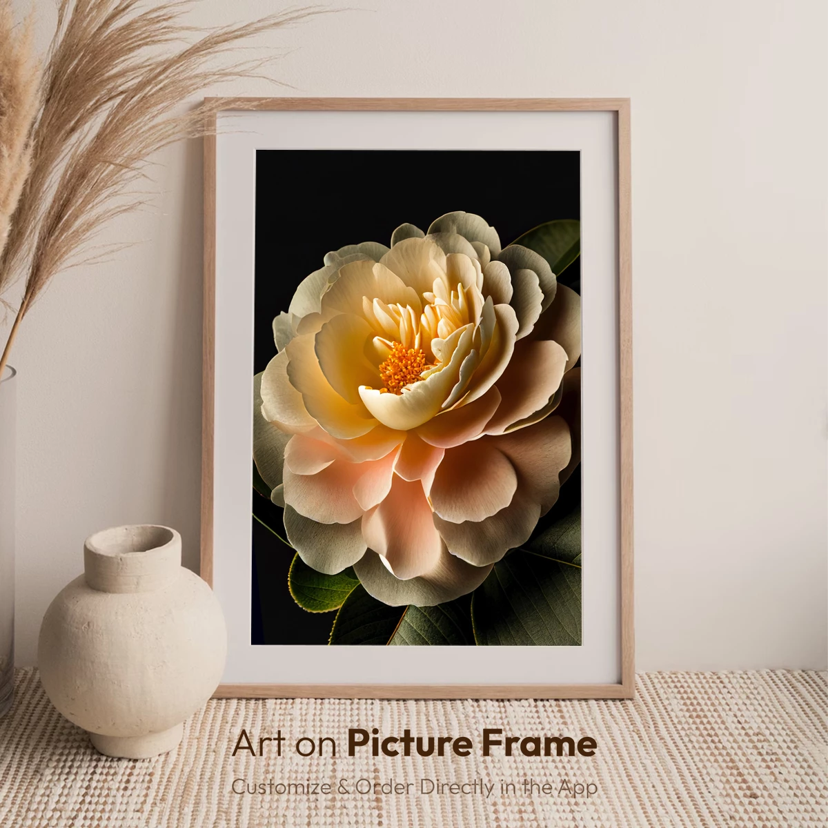 Elegant Camellia Bloom: Soft Petals and Golden Center - Image 7
