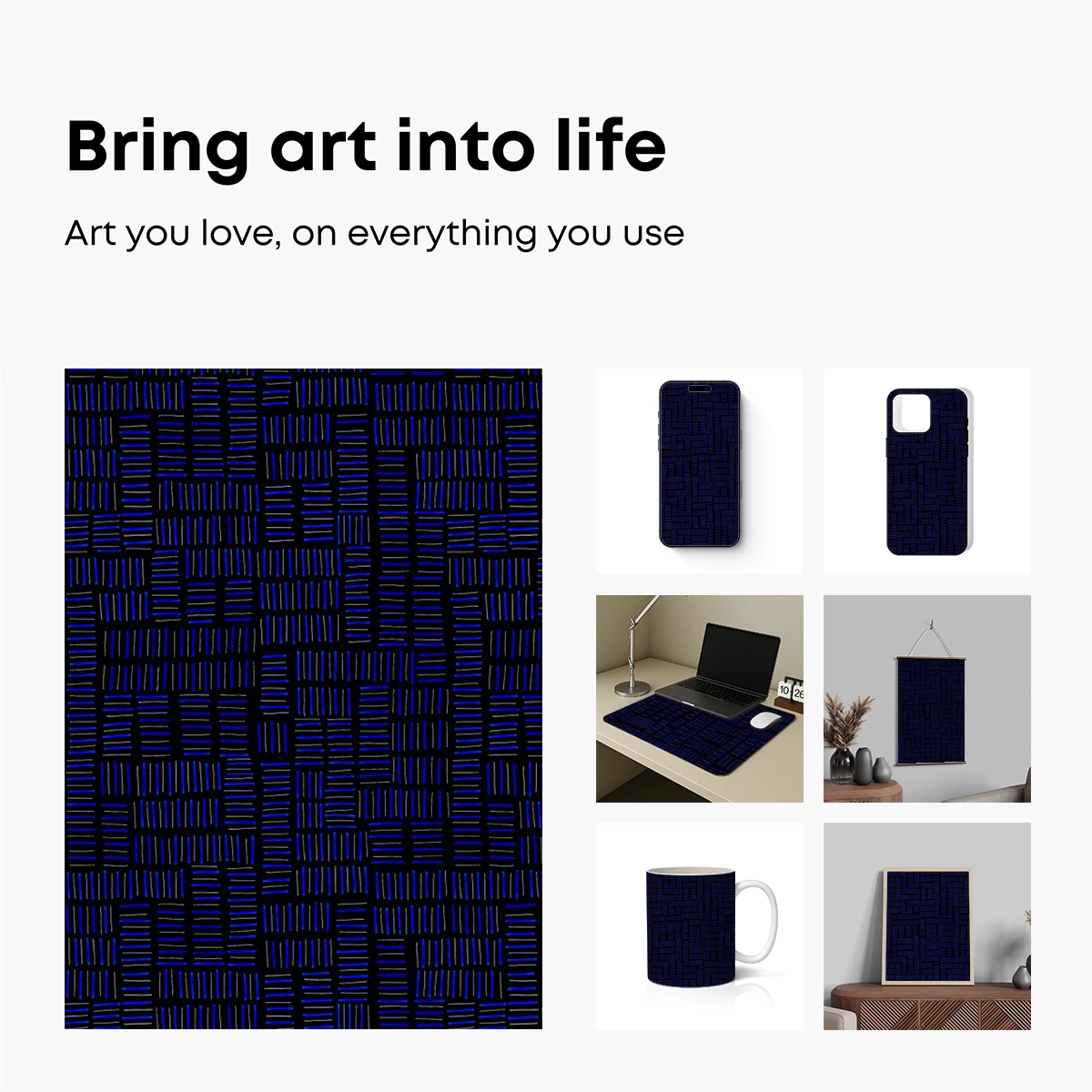 Blue Grid Odyssey: Abstract Line Art Harmony - Image 2