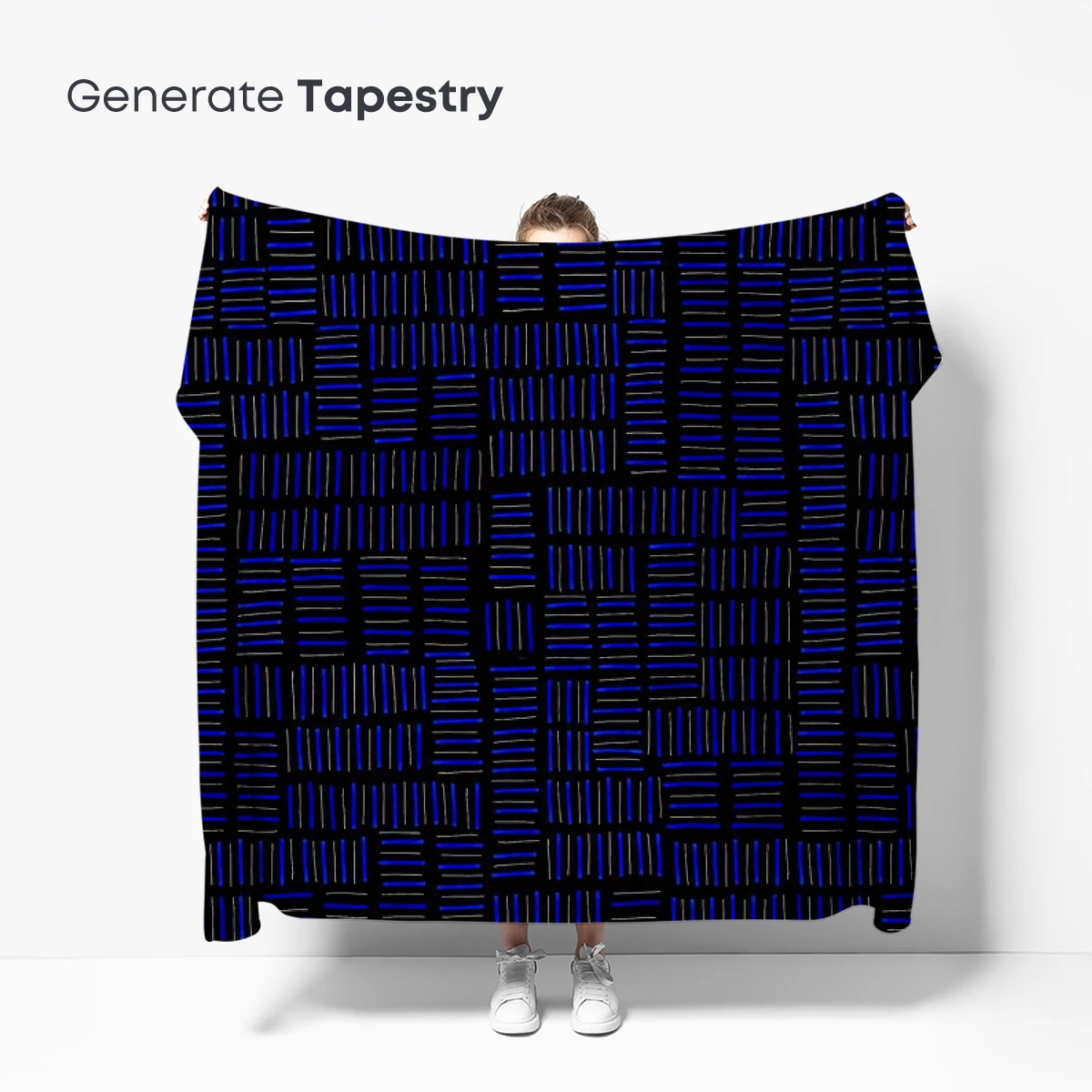 Blue Grid Odyssey: Abstract Line Art Harmony - Image 5