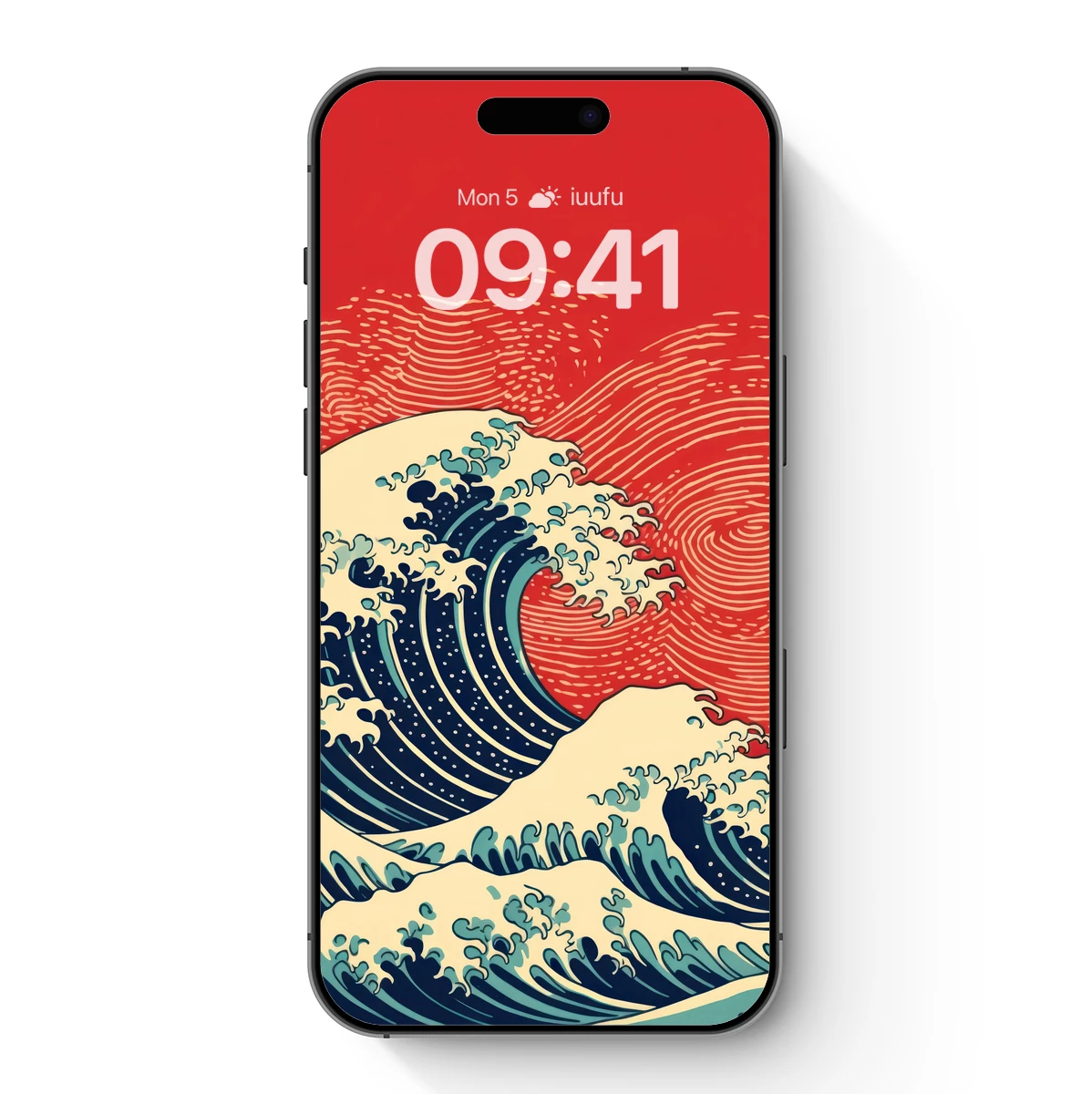 Hokusai's Wave Reimagined in Bold Red