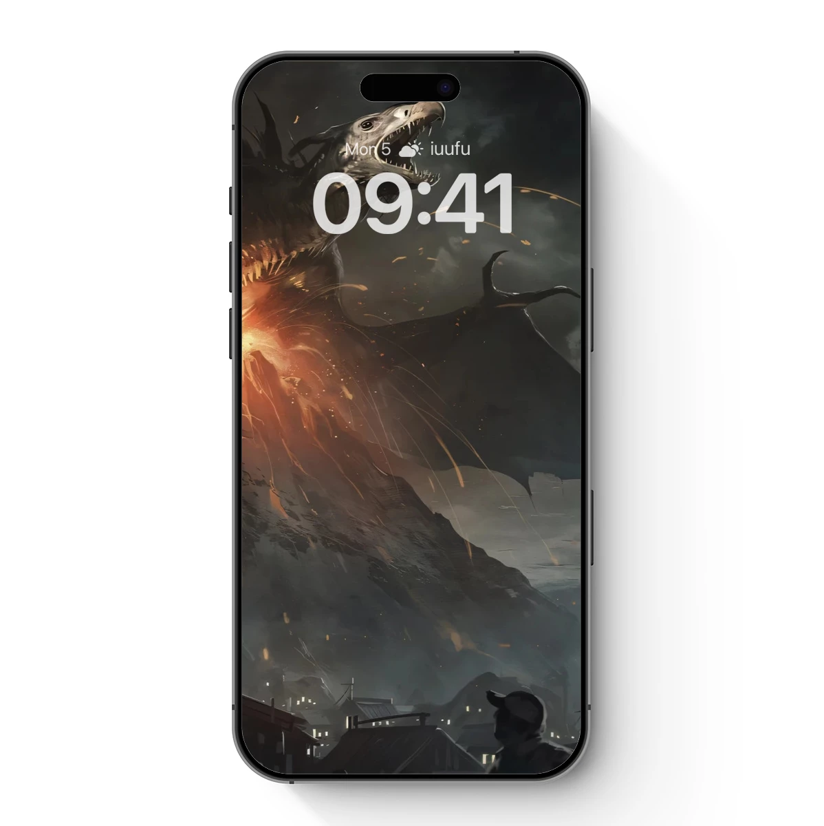 Erupting Dragon: Mythical Fury Over Urban Ruins