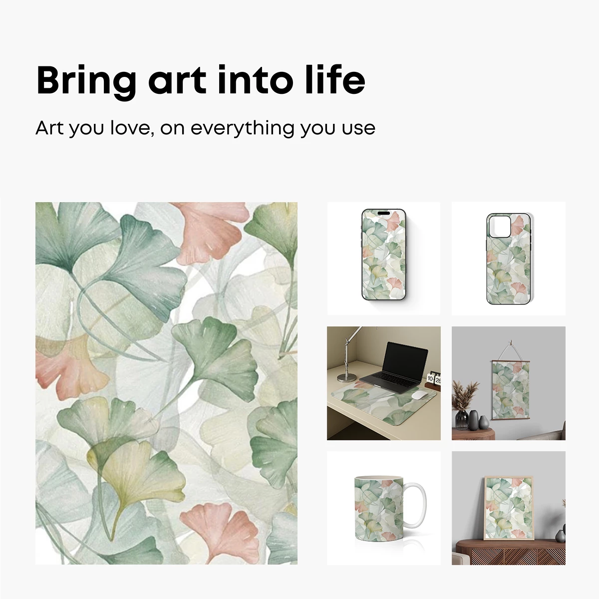 Ginkgo Whisper: Soft Pastel Elegance in Nature's Palette - Image 2