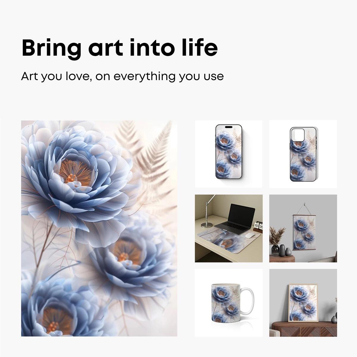 Ethereal Blue Blossoms: A Floral Dreamscape - Image 2