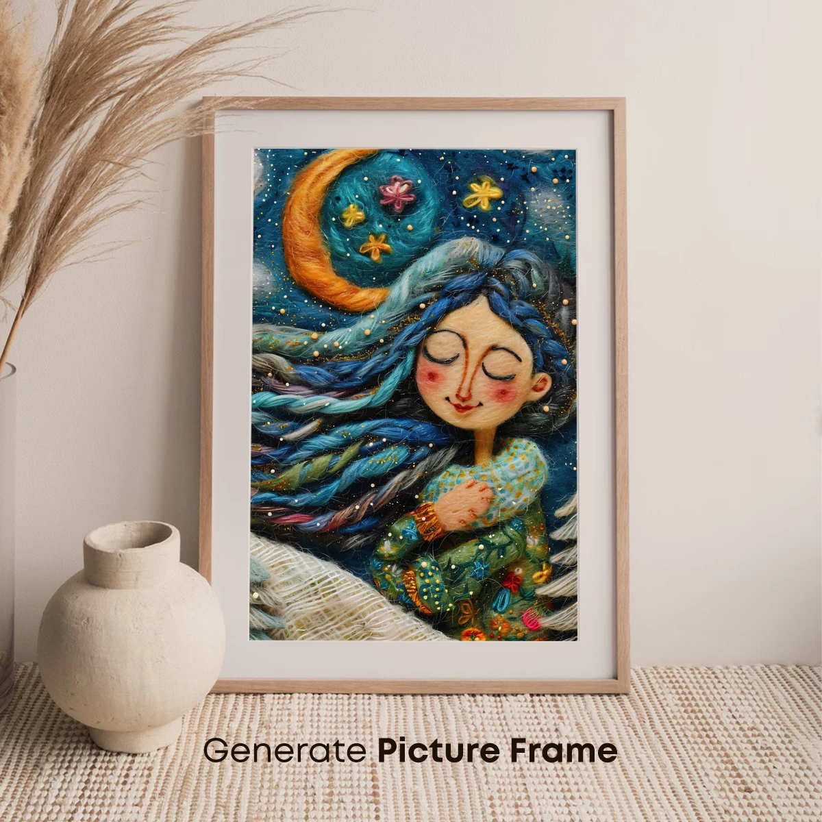 Dreamy Celestial Embrace: Fiber Art Fantasy - Image 7