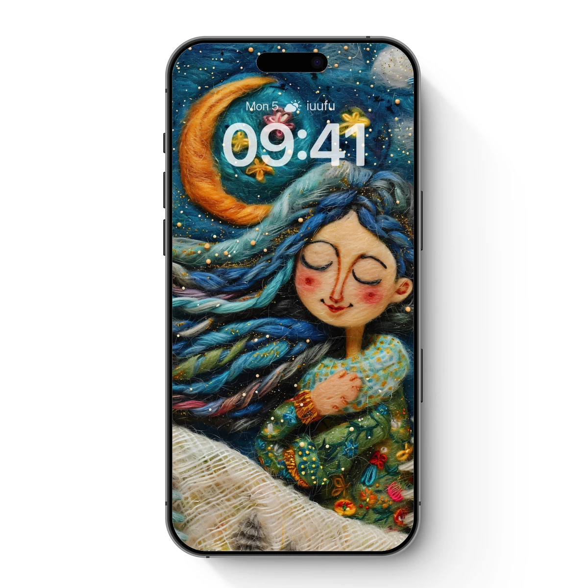 Dreamy Celestial Embrace: Fiber Art Fantasy