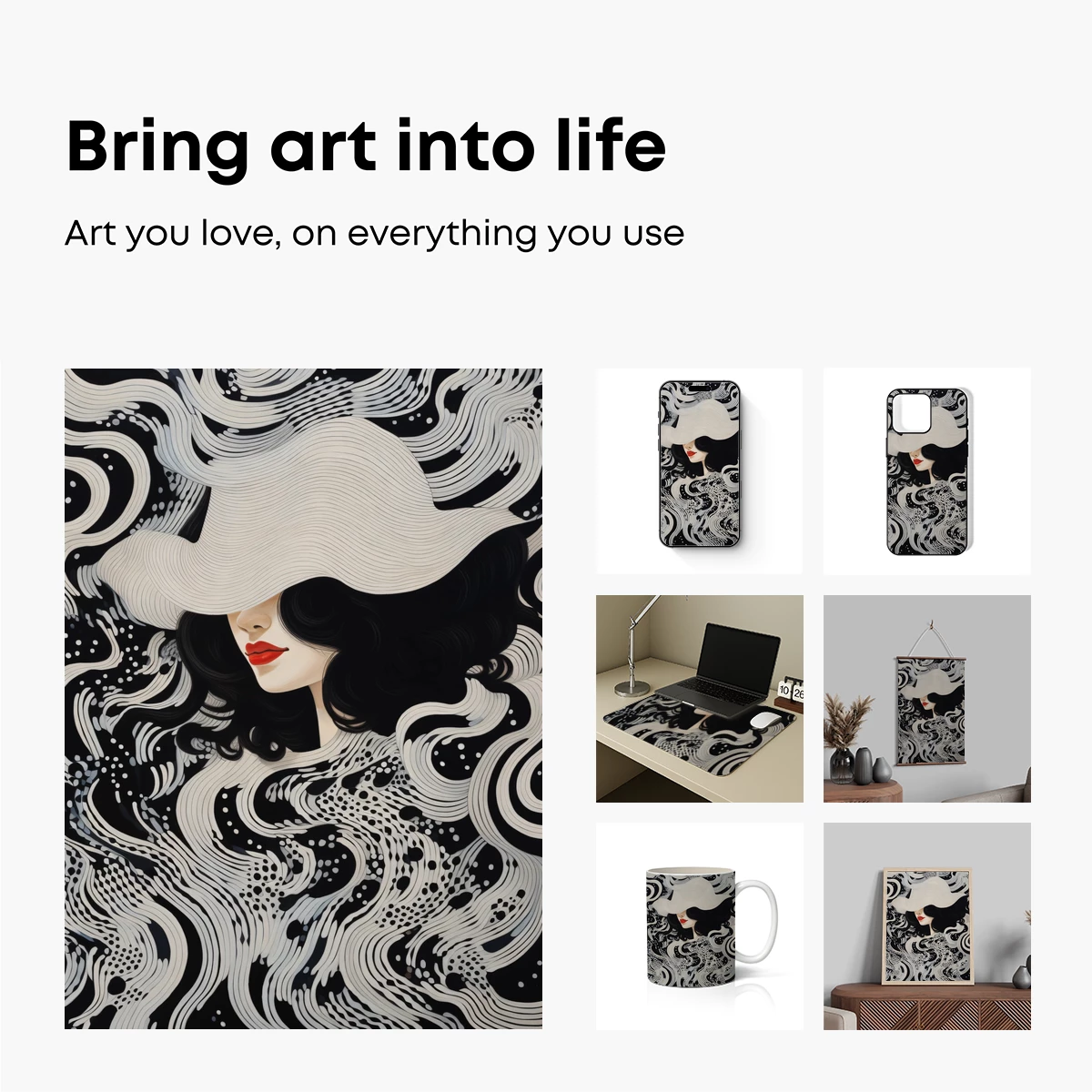 Ethereal Waves: A Woman in Monochrome Elegance - Image 2