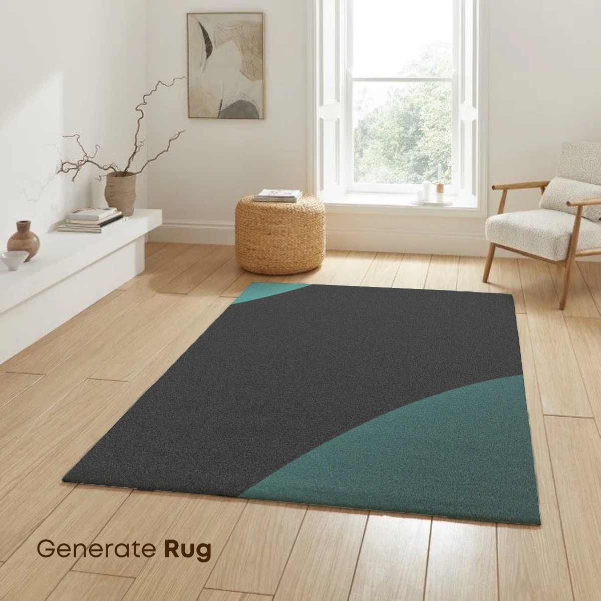 Abstract Teal and Charcoal Waves - Image 6