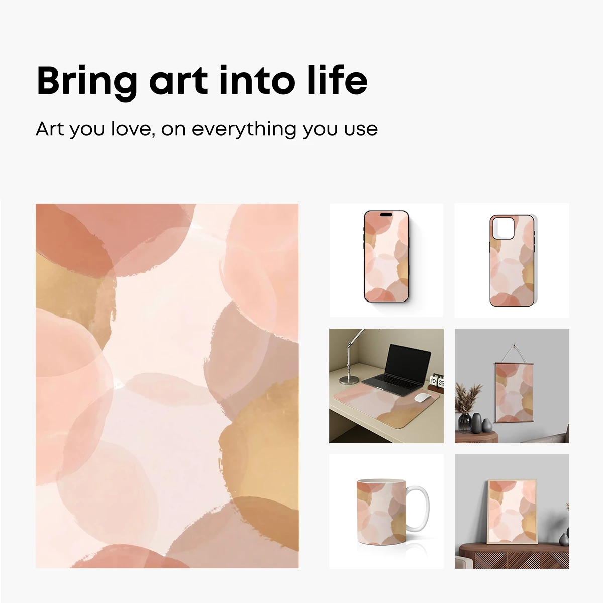 Blush Brushstrokes: Abstract Circles in Soft Hues