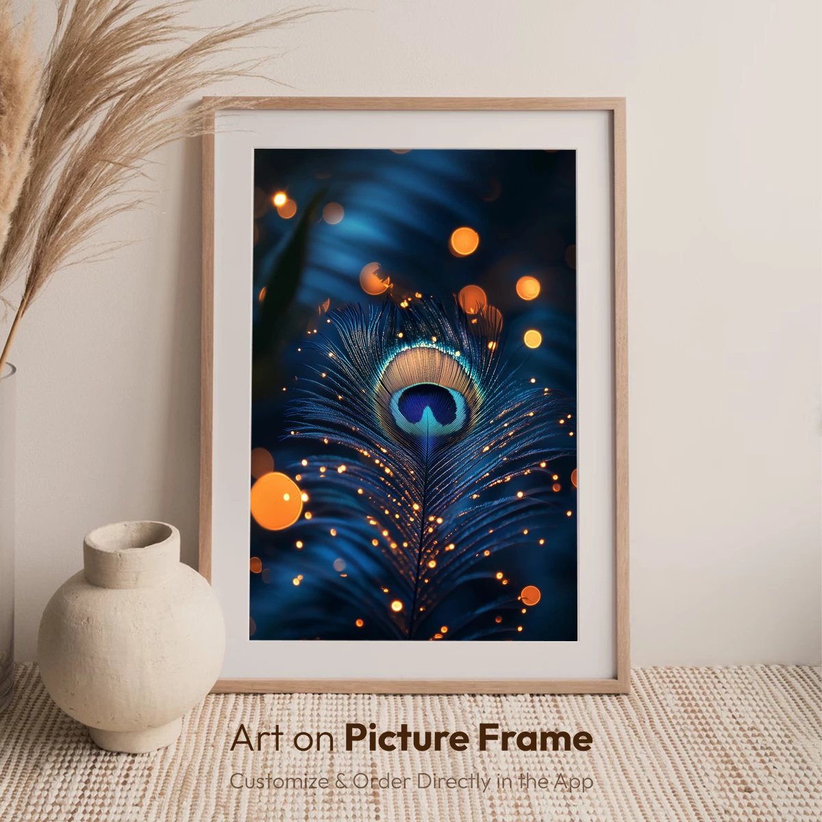 Illuminated Peacock Feather: A Symphony of Light and Color - Image 7