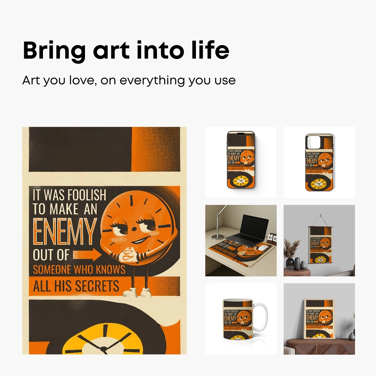 Clock Face Wisdom: Retro Typography Art - Image 2