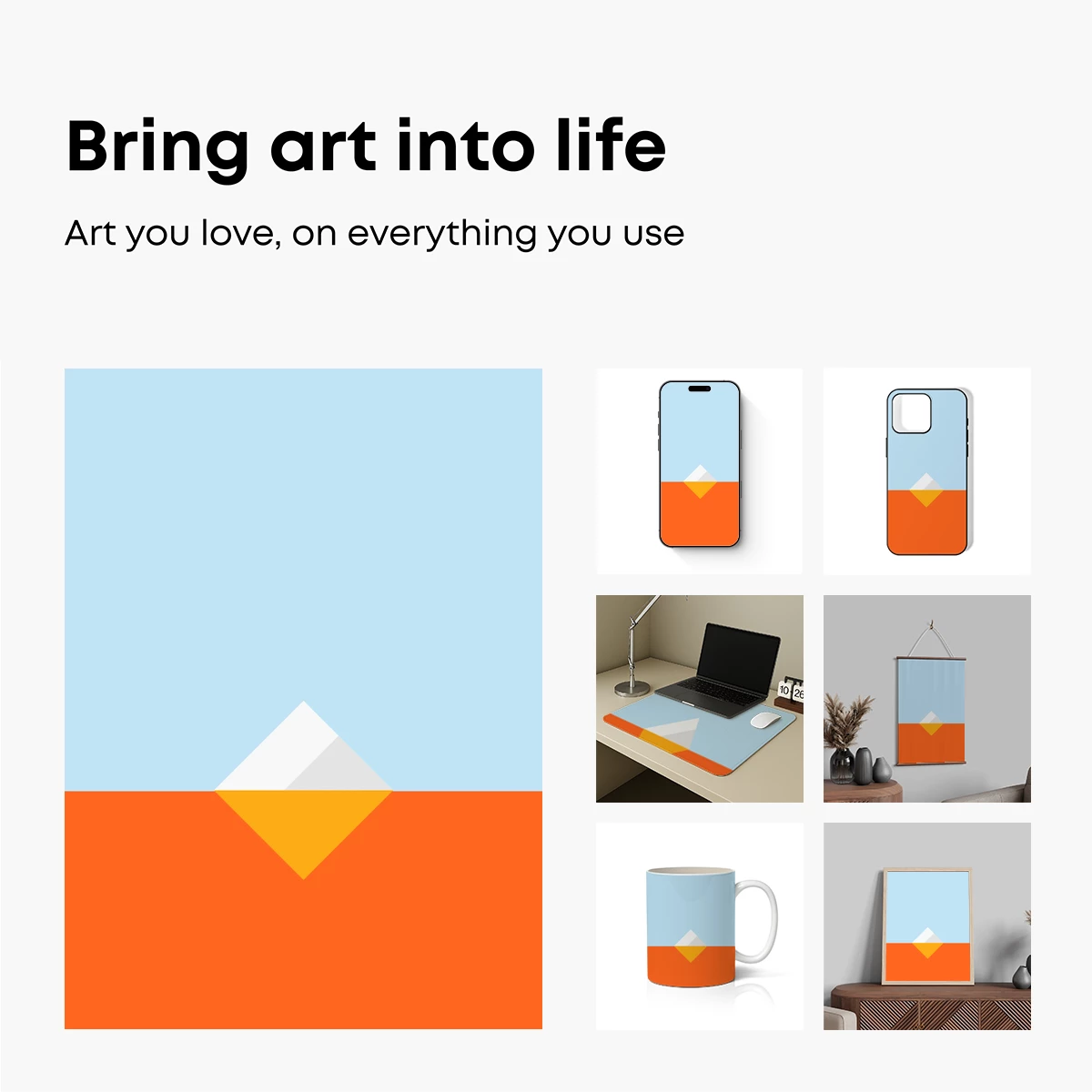 Geometric Horizon: Orange and Sky Blue Elegance - Image 2