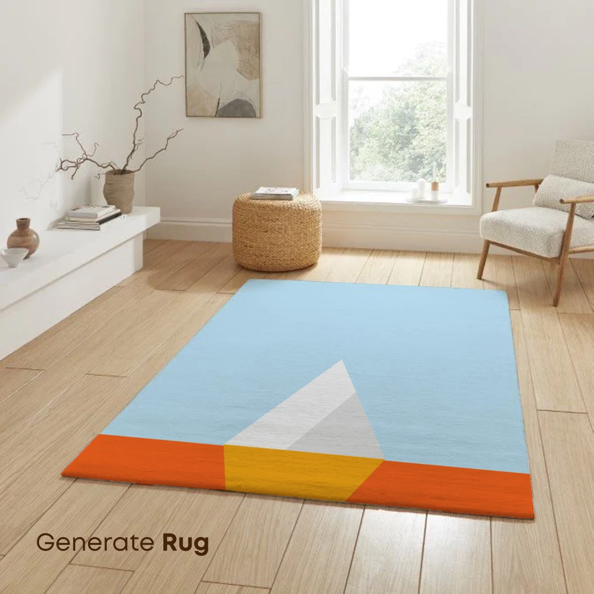 Geometric Horizon: Orange and Sky Blue Elegance - Image 6