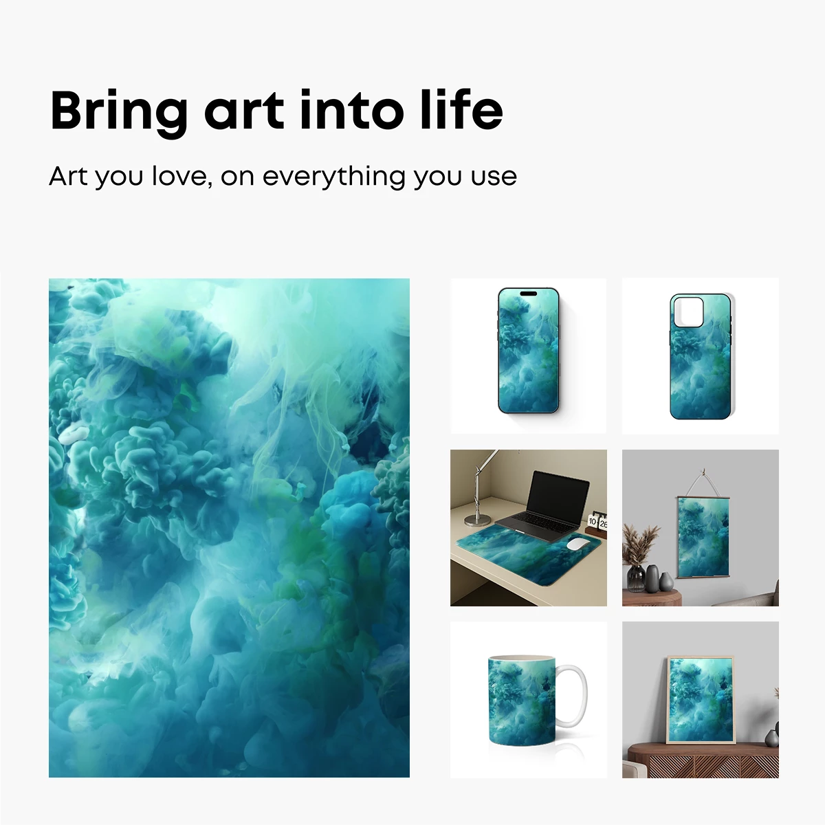 Aqua Nebula: Ethereal Clouds in Teal Harmony - Image 2