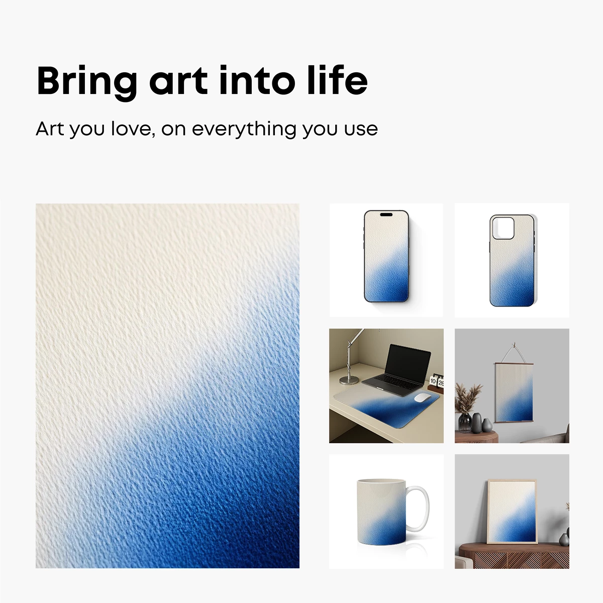 Gradient Serenity: Blue Whisper on Textured Canvas - Image 2
