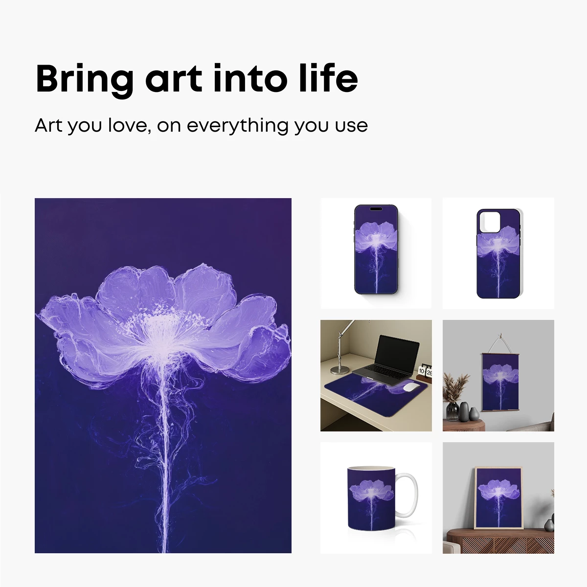 Ethereal Bloom: Radiant Flower in Monochromatic Purple - Image 2
