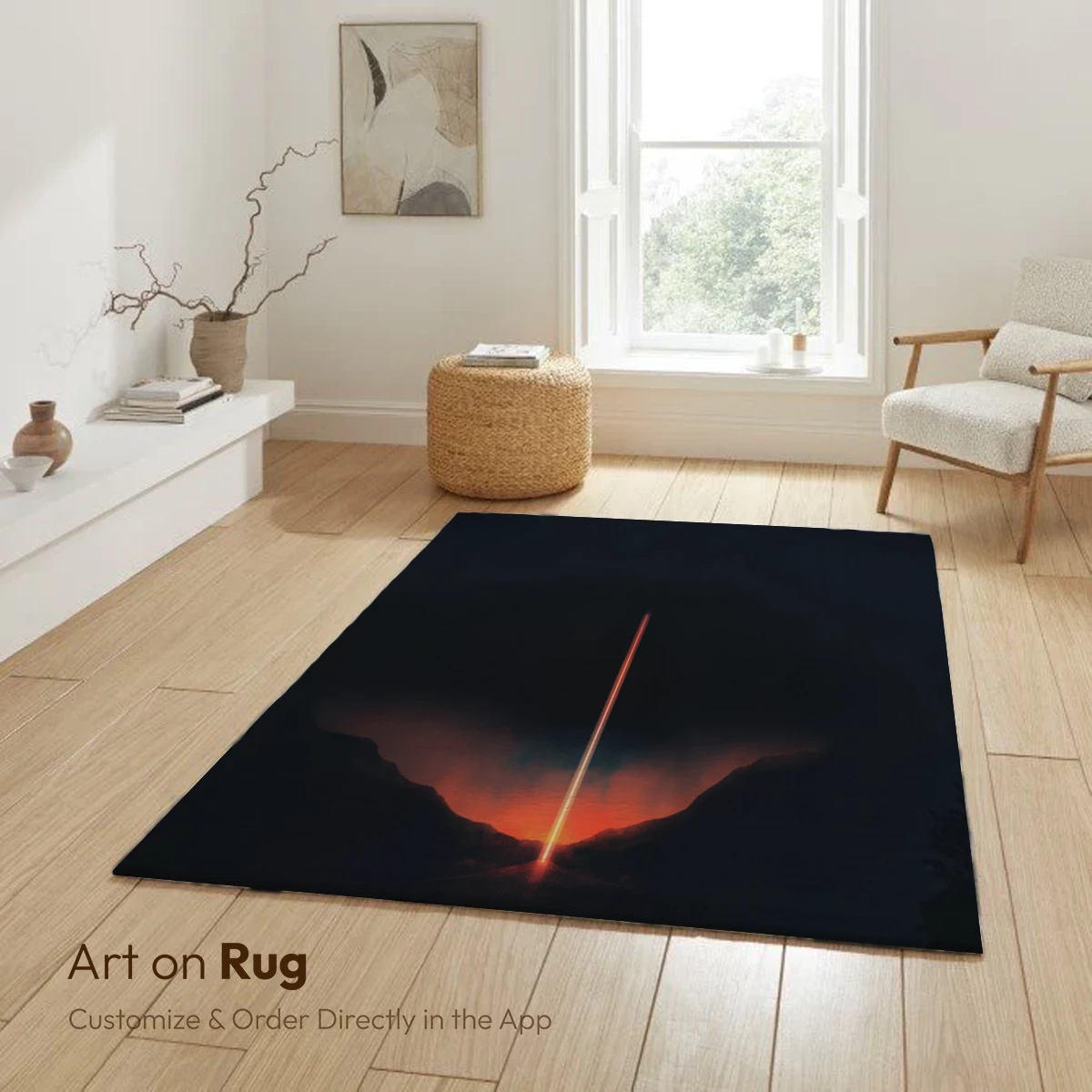 Eternal Beacon: Fiery Pillar in Twilight Landscape - Image 6