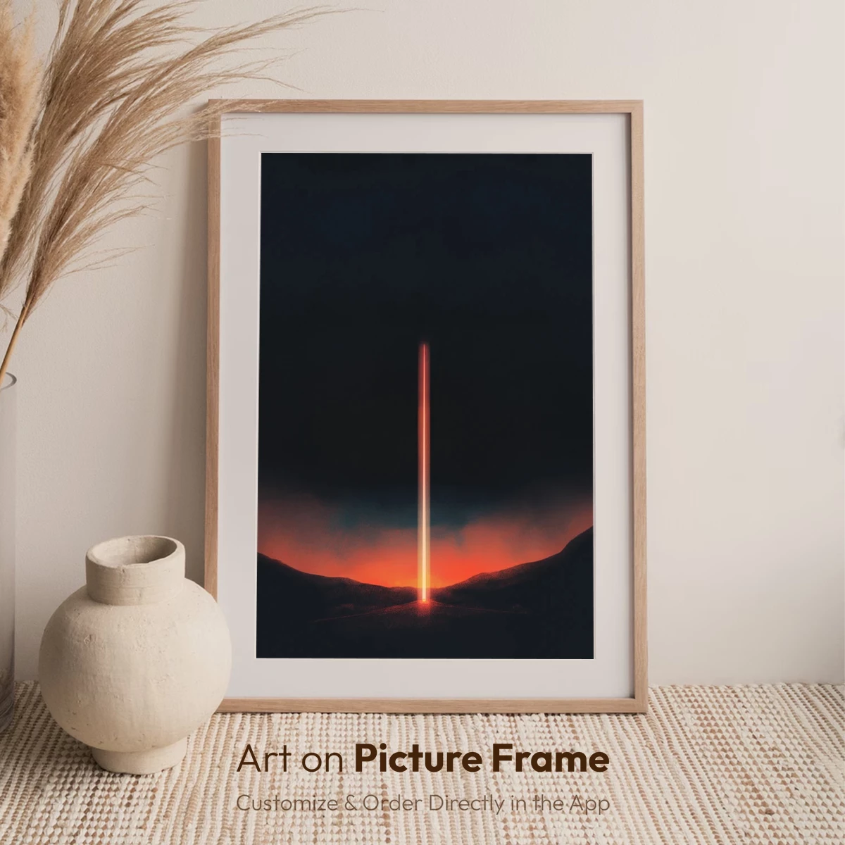 Eternal Beacon: Fiery Pillar in Twilight Landscape - Image 7