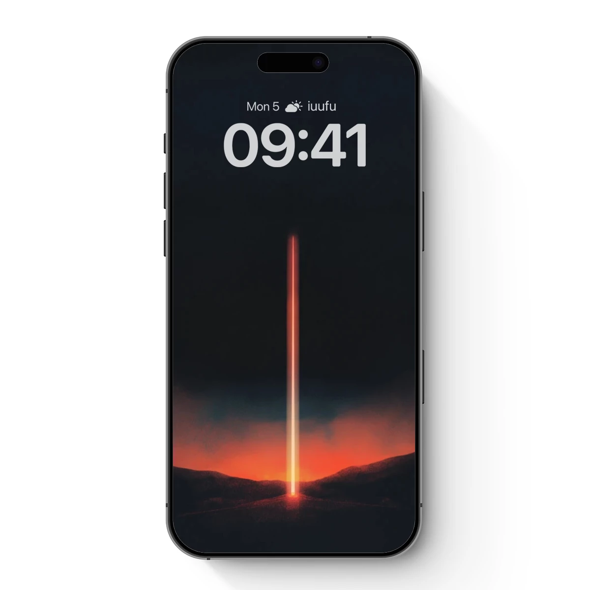 Eternal Beacon: Fiery Pillar in Twilight Landscape