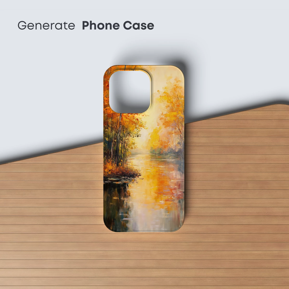 Autumnal Reflections: Impressionist River Glow - Image 3