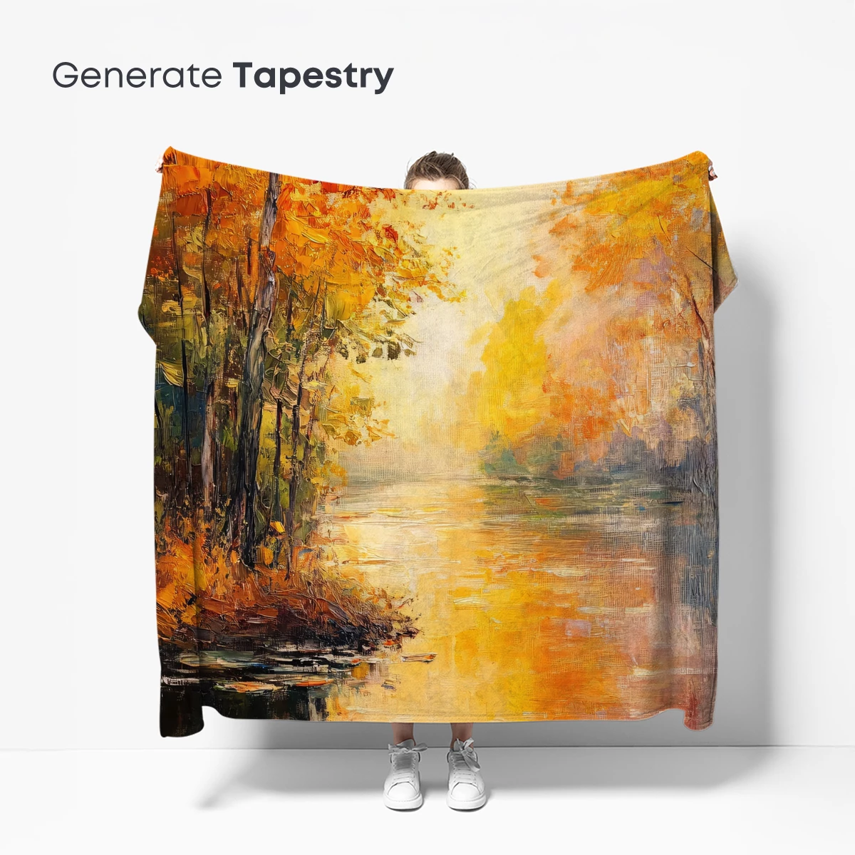 Autumnal Reflections: Impressionist River Glow - Image 5