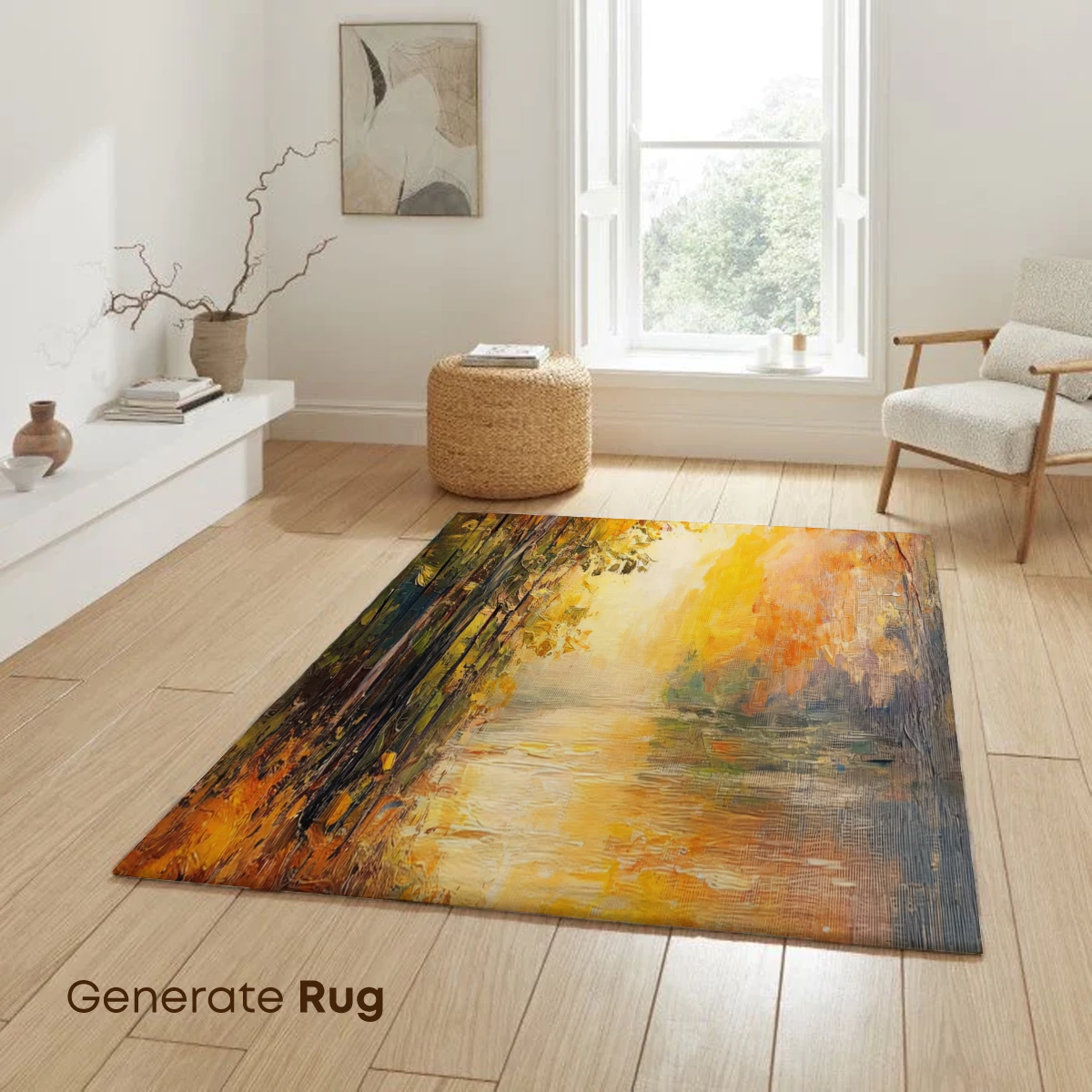 Autumnal Reflections: Impressionist River Glow - Image 6