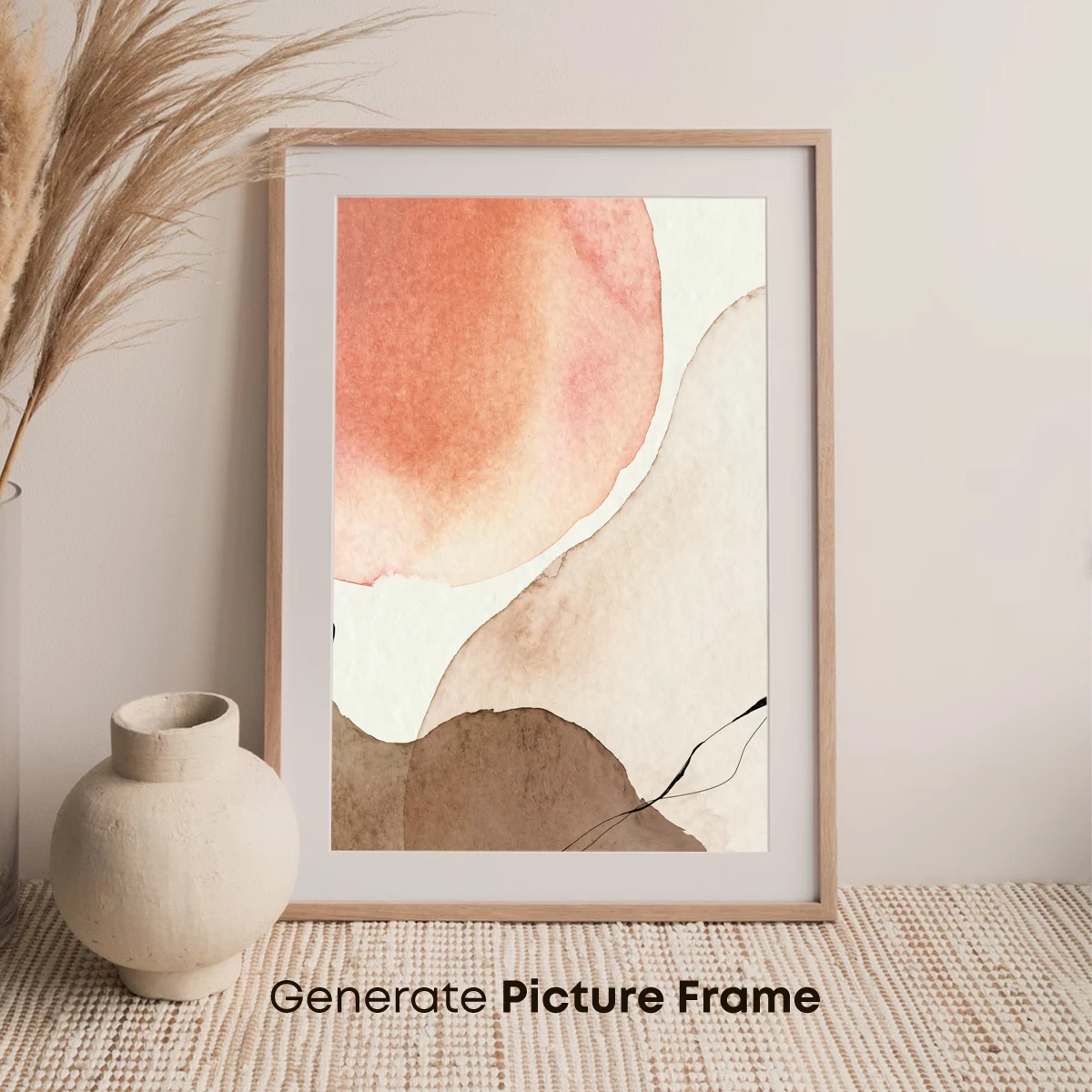 Abstract Watercolor Harmony: Blush and Earth Tones - Image 7
