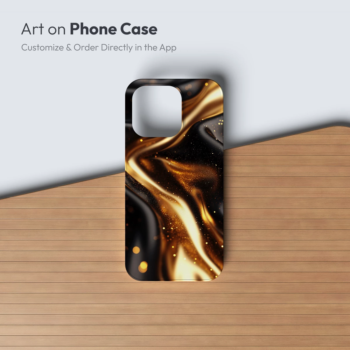 Golden Elegance: Black and Gold Abstract Flow - Image 2