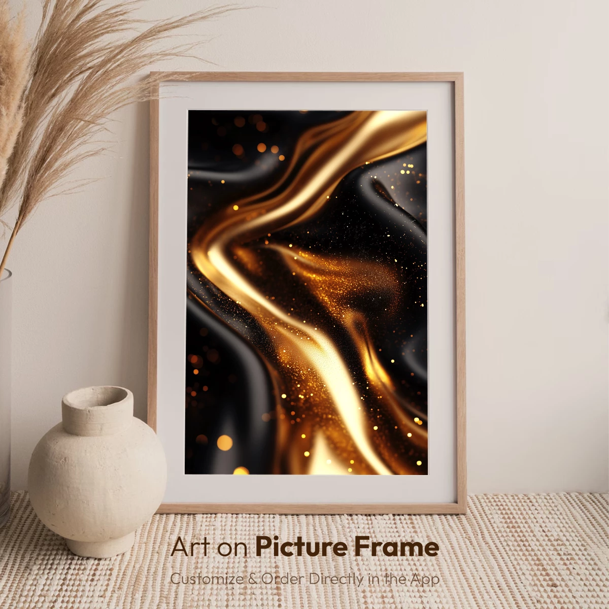 Golden Elegance: Black and Gold Abstract Flow - Image 6